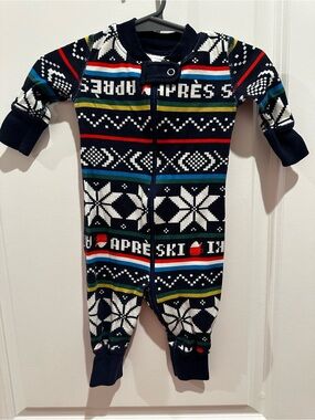 Hannah Anderson Kids Navy Fair Isle One-Piece Romper - Cozy Winter Knit 0-3M